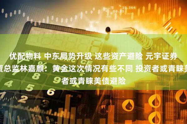 优配物料 中东局势升级 这些资产避险 元宇证券基金投资总监林嘉麒：黄金这次情况有些不同 投资者或青睐美债避险