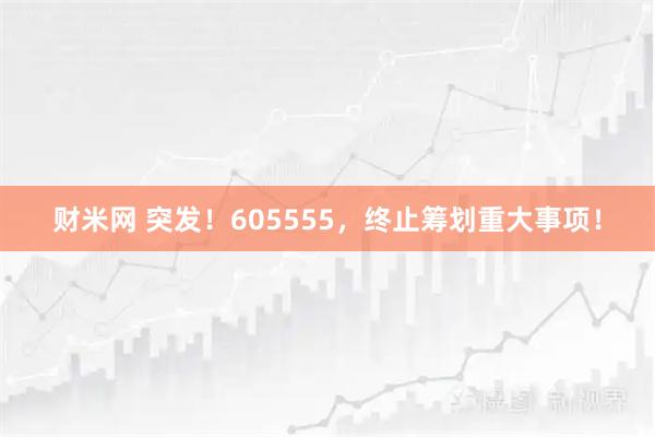 财米网 突发！605555，终止筹划重大事项！
