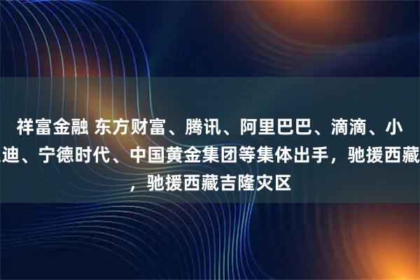 祥富金融 东方财富、腾讯、阿里巴巴、滴滴、小米、比亚迪、宁德时代、中国黄金集团等集体出手，驰援西藏吉隆灾区